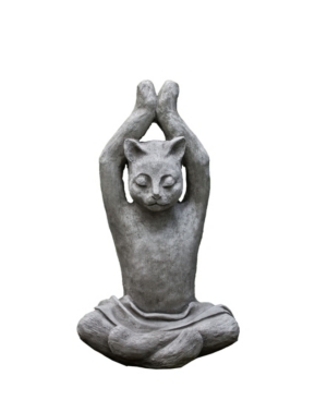 Campania International Yoga Cat Garden Statue In Black