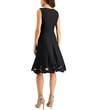 Calvin Klein Lace-Hem Fit & Flare Dress - Macy's