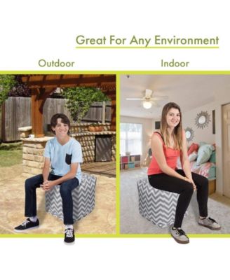 Chevron Ottoman Pouf Cube with Removable Cover 17" x 17"