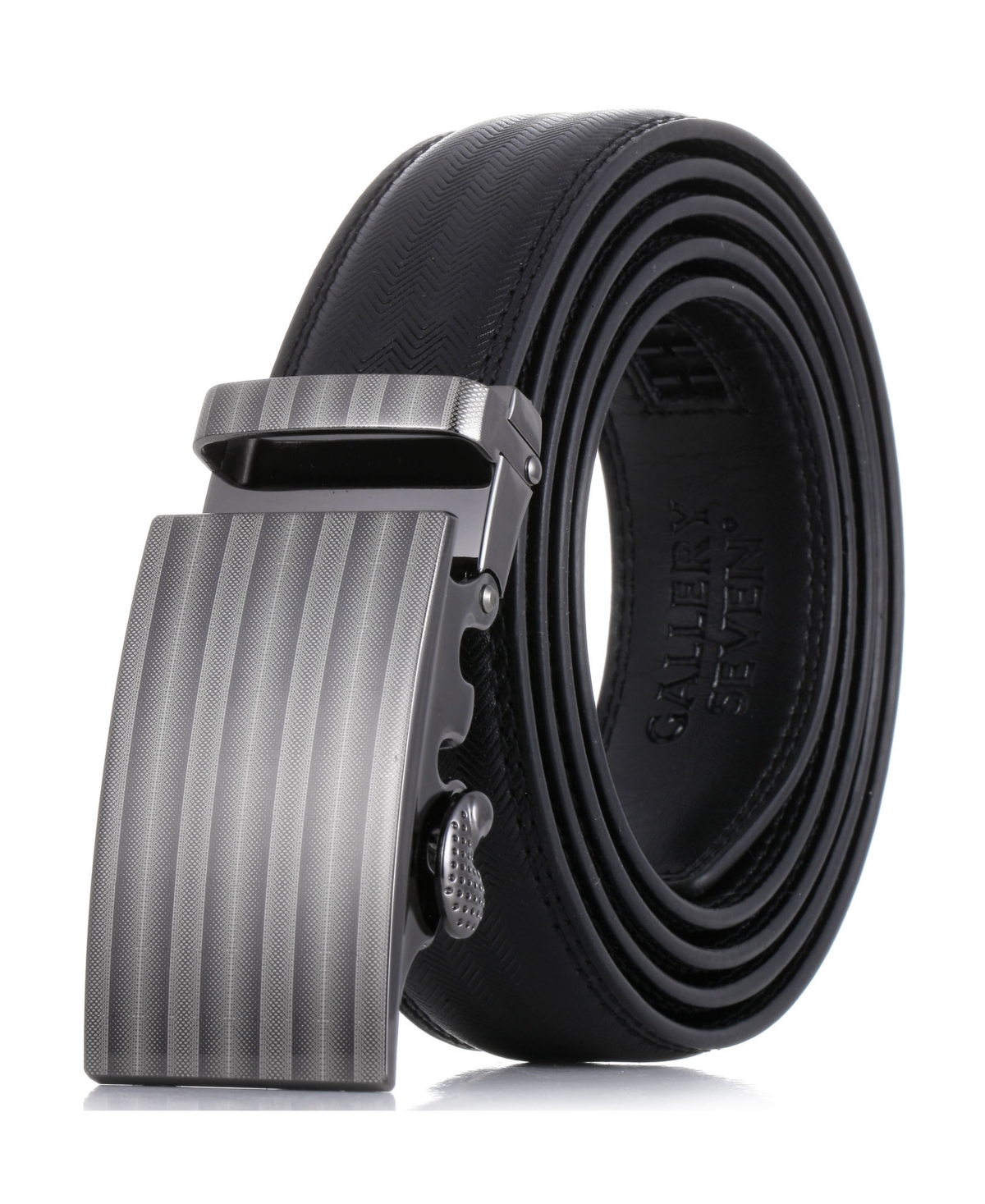 Men's Grayscale Stipple Leather Ratchet Belt - Onyx