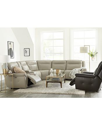Furniture - Lenardo 5-Pc. Leather Sectional with 2 Power Motion Recliners