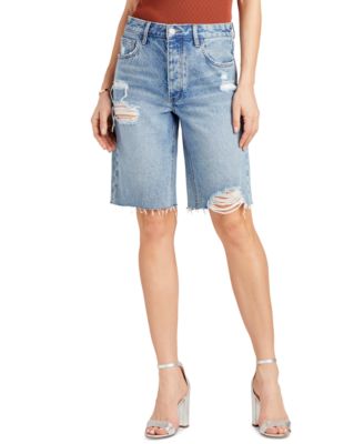 women's distressed bermuda jean shorts