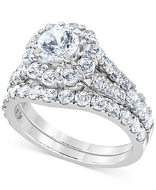 Macy's Star Signature Certified Diamond Halo Bridal Set (3 ct. t.w.) in 14k White Gold