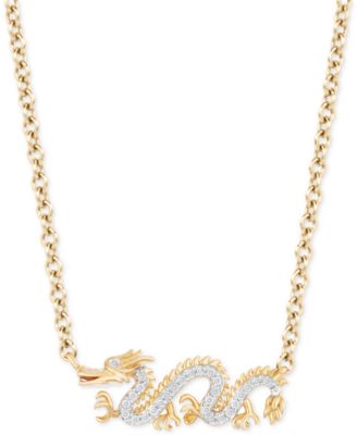 Enchanted Disney Fine Jewelry - Diamond Dragon Mulan 18" Pendant Necklace (1/20 ct. t.w.) in 14k Gold