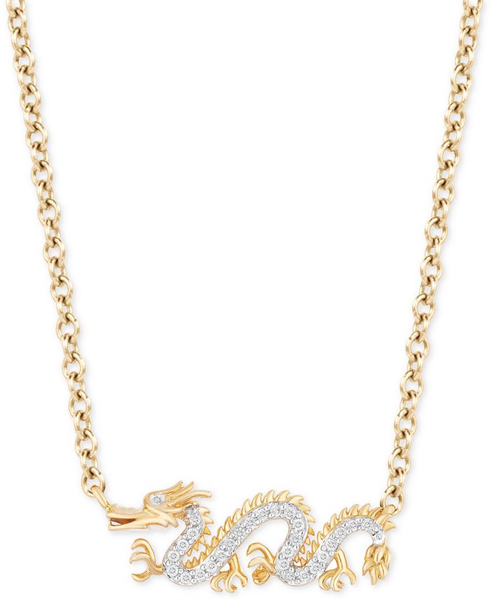 Enchanted Disney Fine Jewelry - Diamond Dragon Mulan 18" Pendant Necklace (1/20 ct. t.w.) in 14k Gold