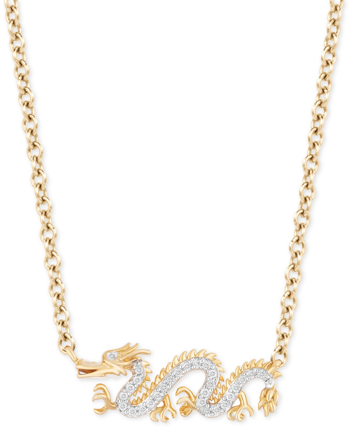 Enchanted Disney Fine Jewelry Enchanted Disney Diamond Dragon Mulan 18" Pendant Necklace (1/20 ct. t.w.) in 14k Gold