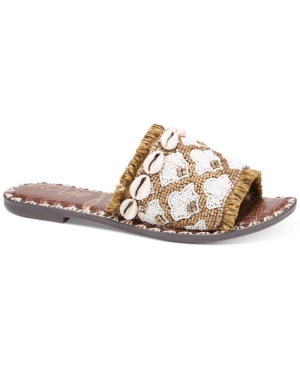 image of Sam Edelman Women-s Grey Beaded Shell Slide Sandals Women-s Shoes