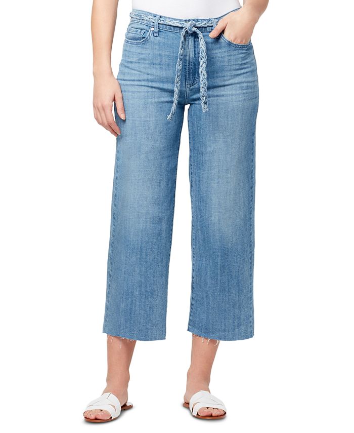 WILLIAM RAST Braided-Belt Wide-Leg Raw-Hem Jeans - Macy's