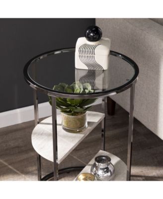 Cabot Round Side Table with Faux Stone