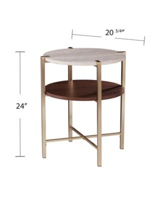 Valera Round End Table with Faux Marble Top