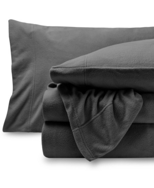 Bare Home Fleece Sheet Set, Twin In Dark Gray