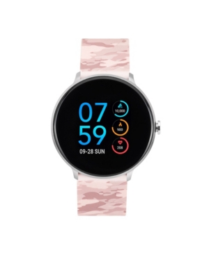 image of iTouch Women-s Sport Silver-Tone Case with Pink Camo Strap 43mm