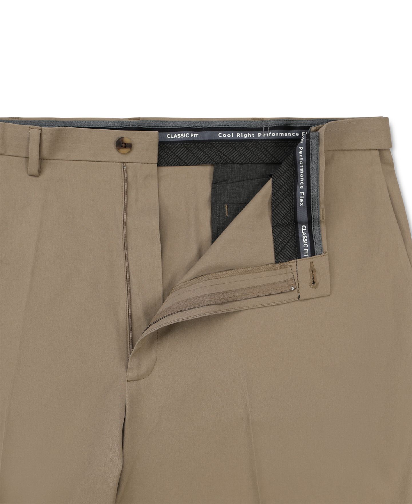 Мужские брюки Haggar Big & Tall Cool Right Performance Flex Classic Fit Flat Front Pant, цвет: Бежевый меланжевый — фото 5