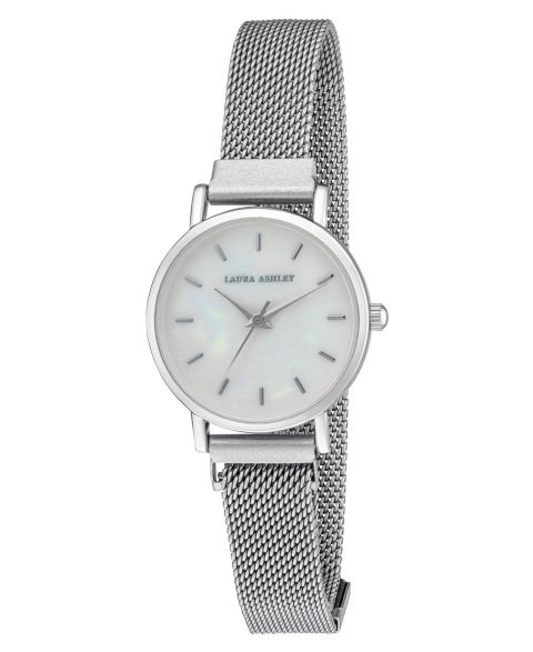 Женские часы Laura Ashley Sleek Silver Tone Alloy Mesh Magnet Bracelet Watch 29mm