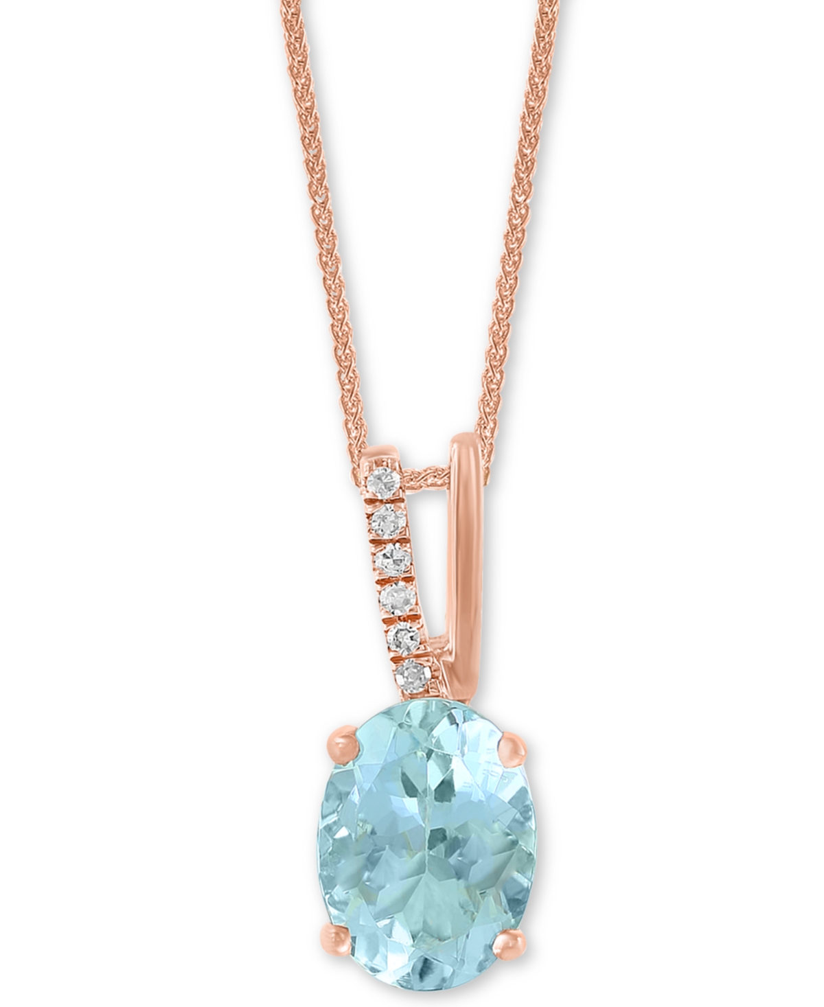 Aquamarine (1-1/16 ct. t.w.) & Diamond Accent 18" Pendant Necklace in 14k Rose Gold - AQUA