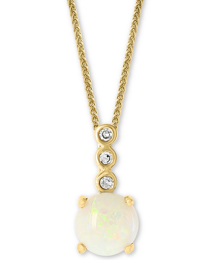 LALI Jewels - Opal (1/2 ct. t.w.) & Diamond Accent 18" Pendant Necklace in 14k Gold