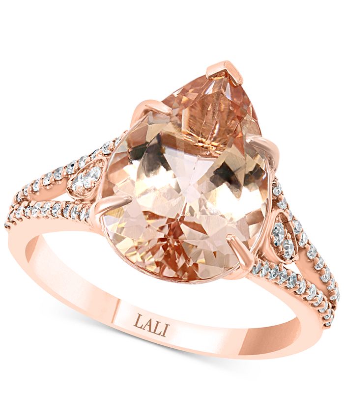 LALI Jewels - Morganite (5 ct. t.w.) & Diamond (1/4 ct. t.w.) in 14k Rose Gold