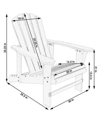 Outdoor Painted Fir Wood Lounge Backyard Patio Adirondack Chair with Adjustable Backrest