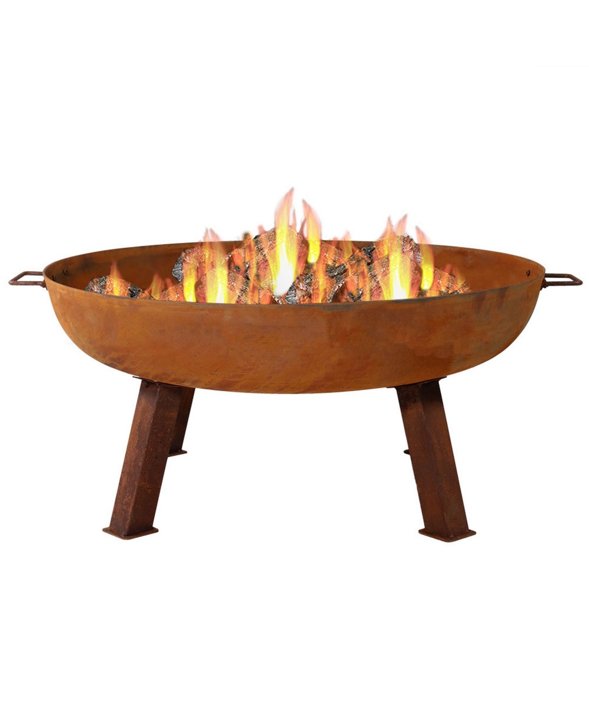 Outdoor Camping or Backyard Round Cast Iron Rustic Fire Pit Bowl with Handles