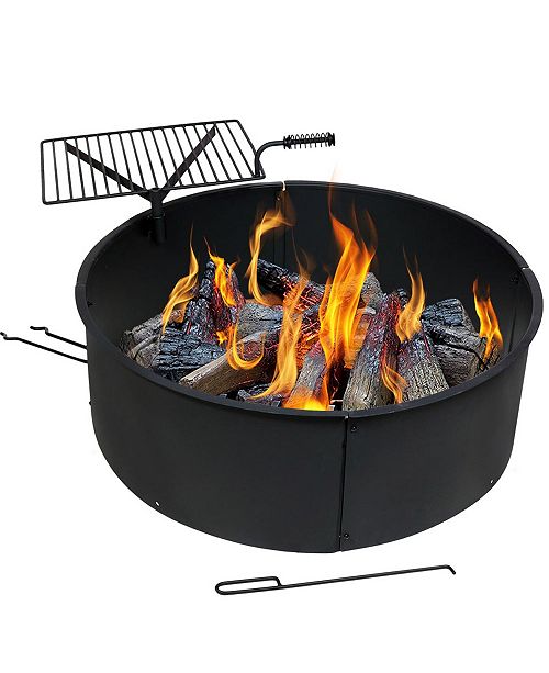Sunnydaze Decor Large Fire Pit Campfire Ring With Bbq Cooking Grate Fire Pit Reviews Furniture Macy S