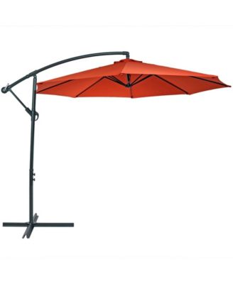 Outdoor Steel Offset Cantilever Pool Patio Umbrella with Crank and Cross Base - 10'