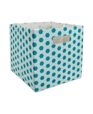 Design Imports Print Polyester Storage Bin In Teal Honeycomb