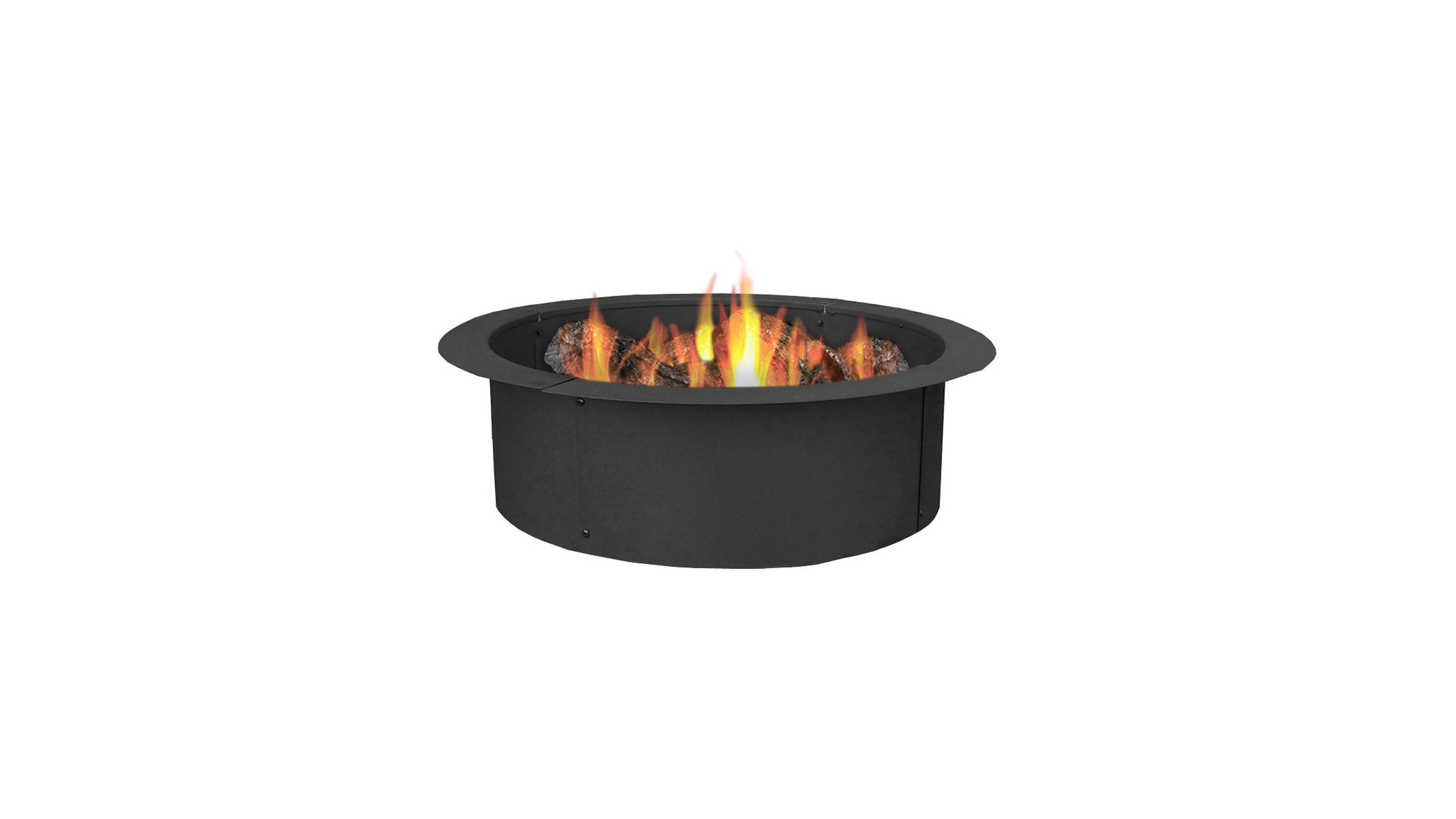 Outdoor Heavy-Duty Steel Portable Above Ground or In-Ground Round Fire Pit Liner Ring - 27" - Black