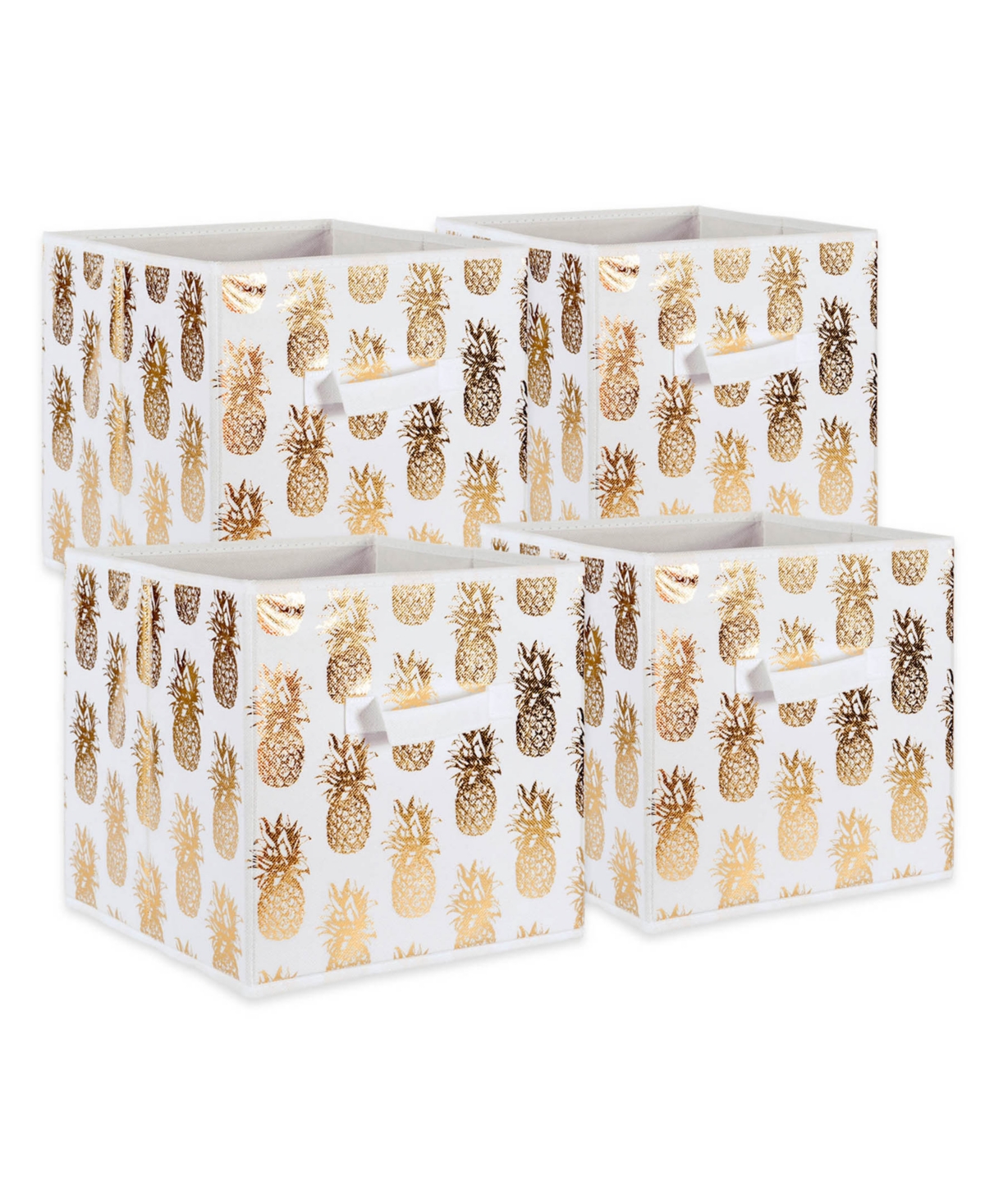Non-woven Polyester Cube Pineapple Square Set of 4 - Gold
