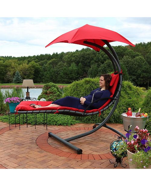 Sunnydaze Decor Floating Chaise Lounger Outdoor Hanging Hammock