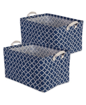 Design Imports Polyethylene Coated Cotton Polyester Laundry Bin Lattice Rectangle Medium Set of 2