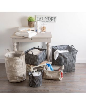 Polyethylene Coated Woven Paper Laundry Bin Tribal Chevron Round Small Set of 2