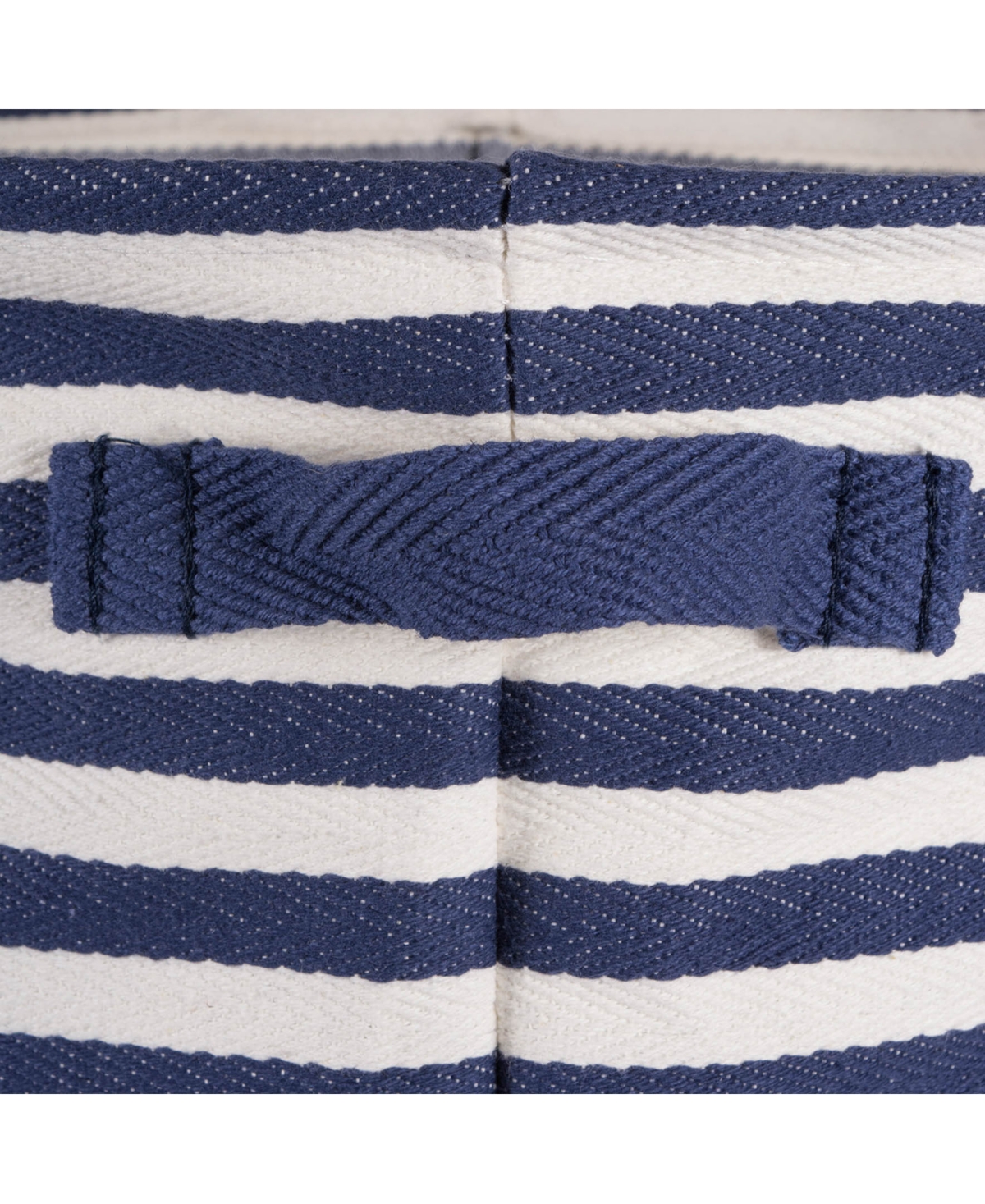 Design Imports Polyethylene Coated Herringbone Woven Cotton Laundry Bin Stripe French Rectangle Set of 3