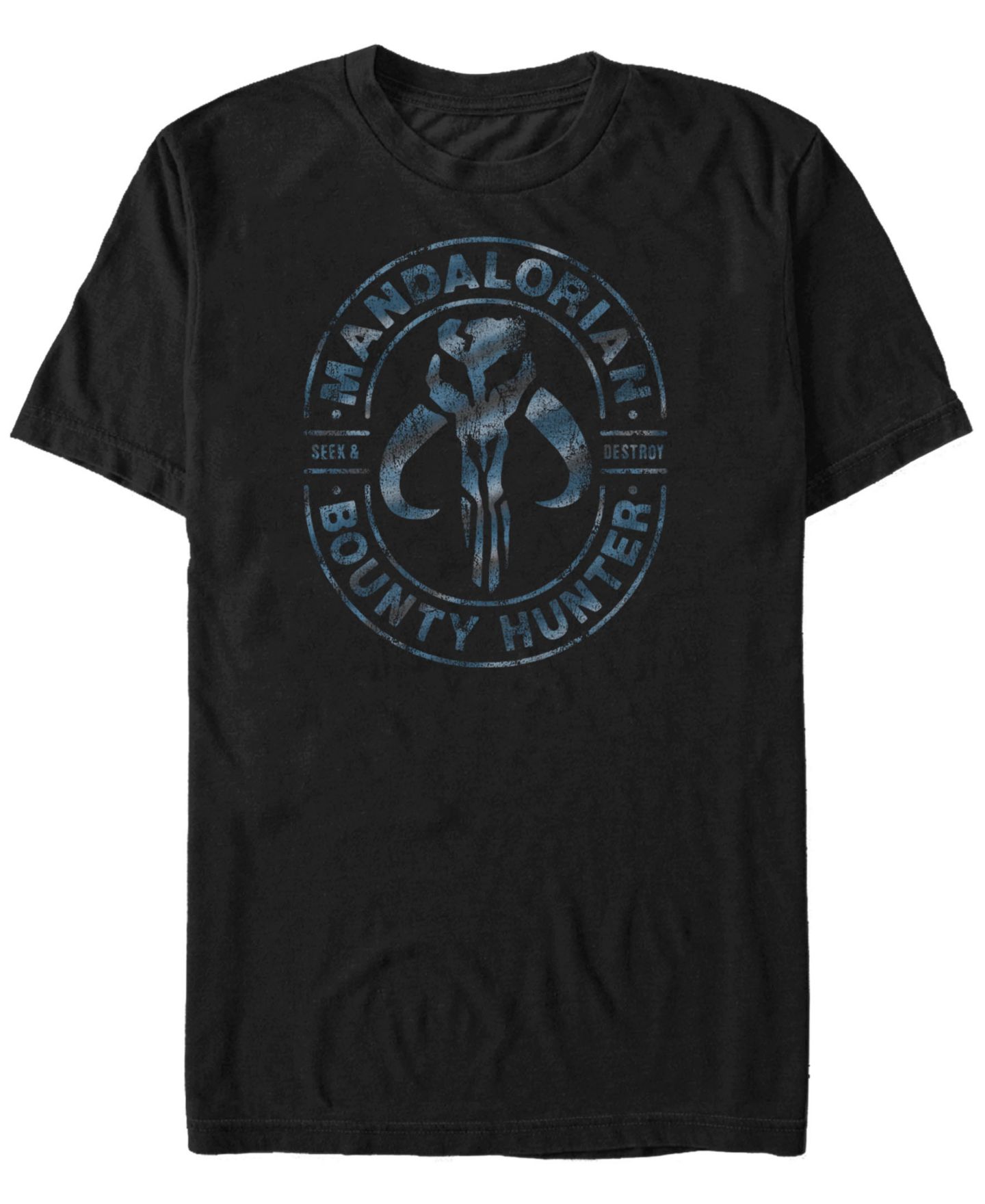 Мужская футболка Fifth Sun Star Wars Mandalorian Bounty Hunter Seek and Destroy, цвет: Чёрный — фото 2