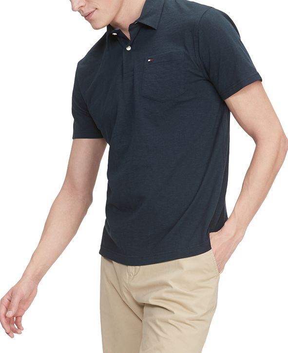 Tommy Hilfiger Men's Nevin Custom-Fit TH Cool Solid Pocket Polo Shirt ...