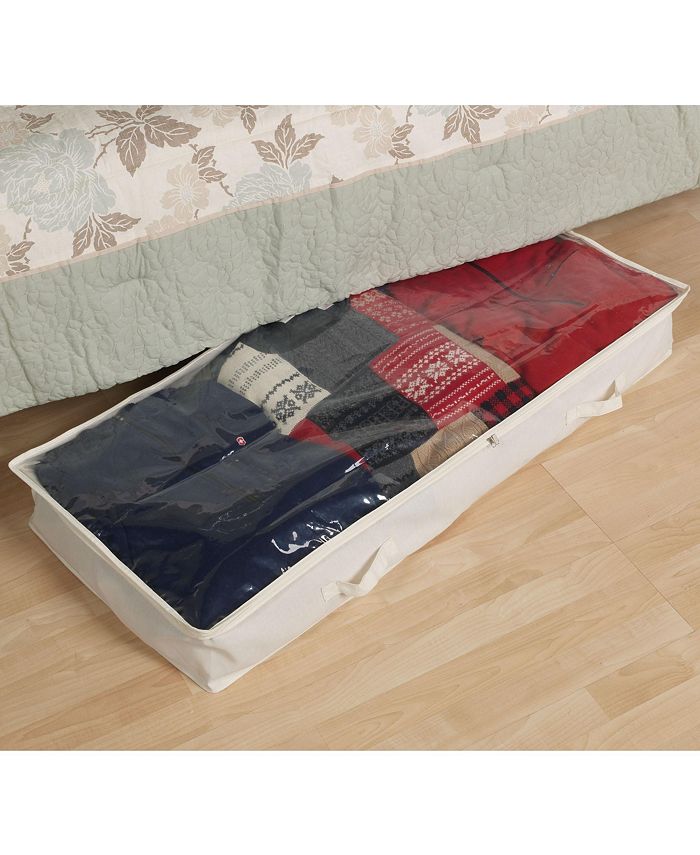 Household Essentials Canvas Under Bed Storage Bag, Dual Handles for