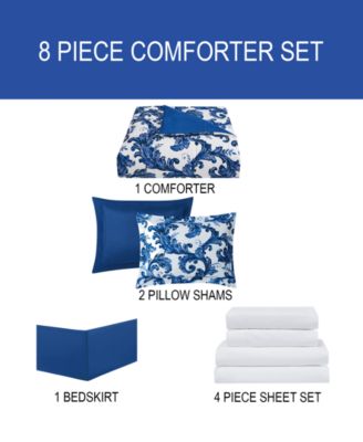 Pem America Blue Scroll 8-Pc. Comforter Set