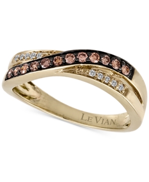 image of Le Vian Chocolatier Diamond Crossover Band (1/4 ct. t.w.) in 14k Gold