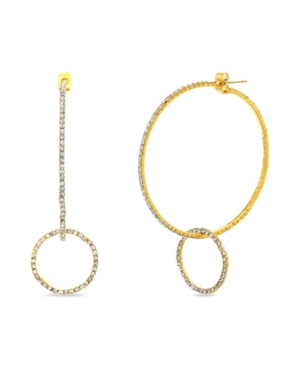 image of Kensie Rhinestone Circle Dangle Hoop Earring