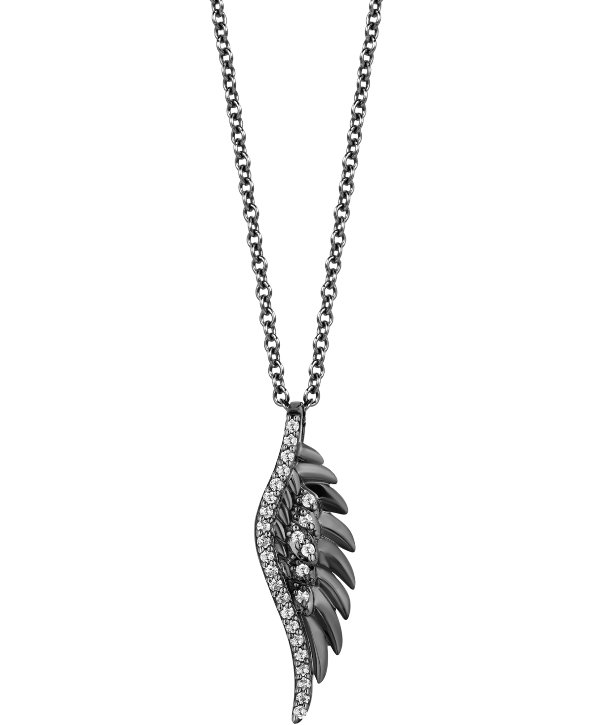 Enchanted Disney Fine Jewelry Enchanted Disney Villains Diamond Maleficent Wing Pendant Necklace (1/10 ct. t.w.) in Sterling Silver, 16" + 2" extender