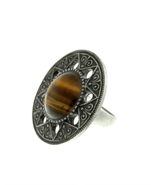 image of T.r.u. by 1928 Aztec Mandala Semi-Precious Tiger-s Eye Ring
