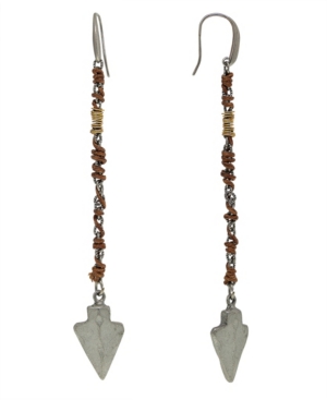 image of T.r.u. by 1928 Pewter Tone Wrapped Linear Arrowhead Earring with Swarovski Crystals