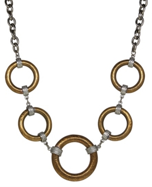 image of T.r.u. by 1928 Silver Tone Brass Pewter Round Hoop Chain Necklace