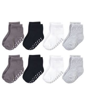 Natural ' Eight-Pair Non Skid Crew Socks