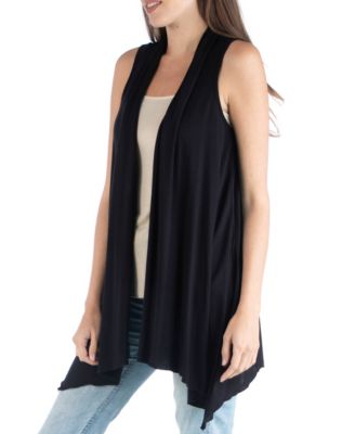 Draped Open Front Sleeveless Cardigan Vest