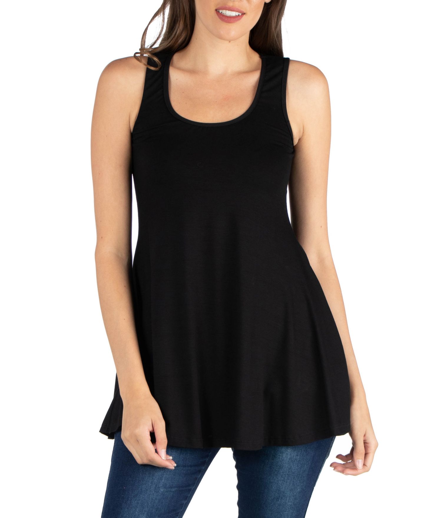 Женский топ 24seven Comfort Apparel Scoop Neck Sleeveless Tunic Top, цвет: Оливковый — фото 5