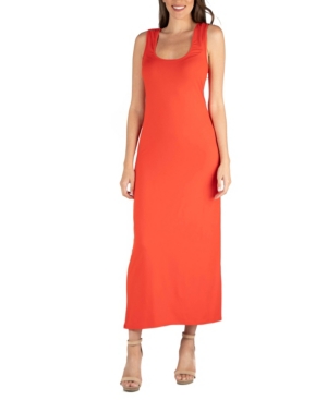 24seven Comfort Apparel Scoop Neck Maternity Maxi Dress With Racerback Detail In Orange