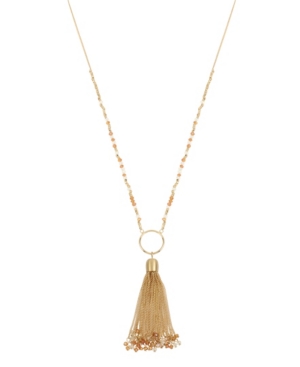 image of Jessica Simpson Tassel Pendant Beaded Necklace, 27