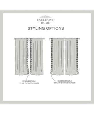 Curtains Jacinta Flippable Side Ruffle Sheer Rod Pocket Curtain Panel Pair, 54" x 96", Set of 2