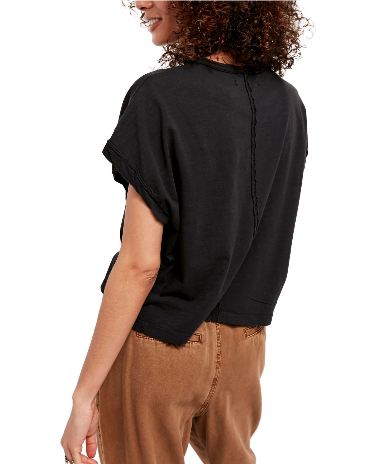 Женская футболка Free People You Rock Short-Sleeve Cropped T-Shirt, цвет: Чёрный — фото 5