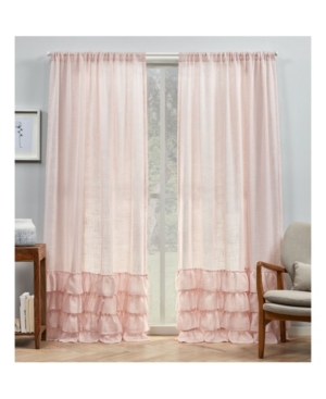Exclusive Home Curtains Jacinta Bottom Ruffle Sheer Rod Pocket Curtain Panel Pair, 54" X 84", Set Of 2 In Pink